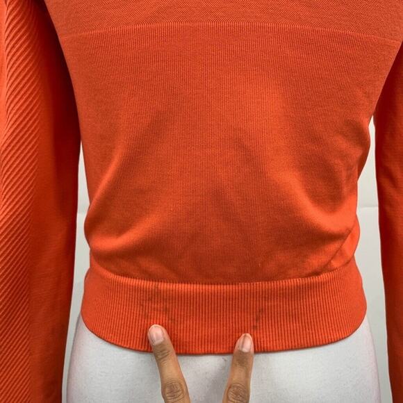 Fabletics Jacket Womens S Small Tangerine Tory Cropped Seamless Full Zip Mock - Picture 6 of 11